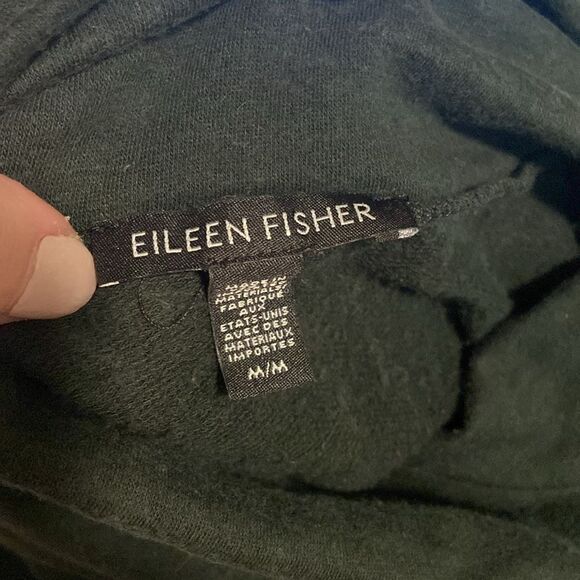 Eileen Fisher Black Long Sleeve Funnel Neck Tunic Blouse Size Medium - Picture 6 of 7